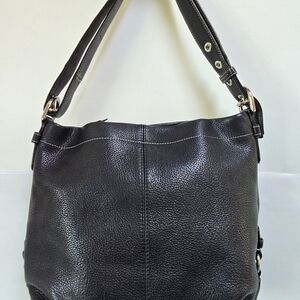 Coach Tote Bag In Black Pebbled Leather